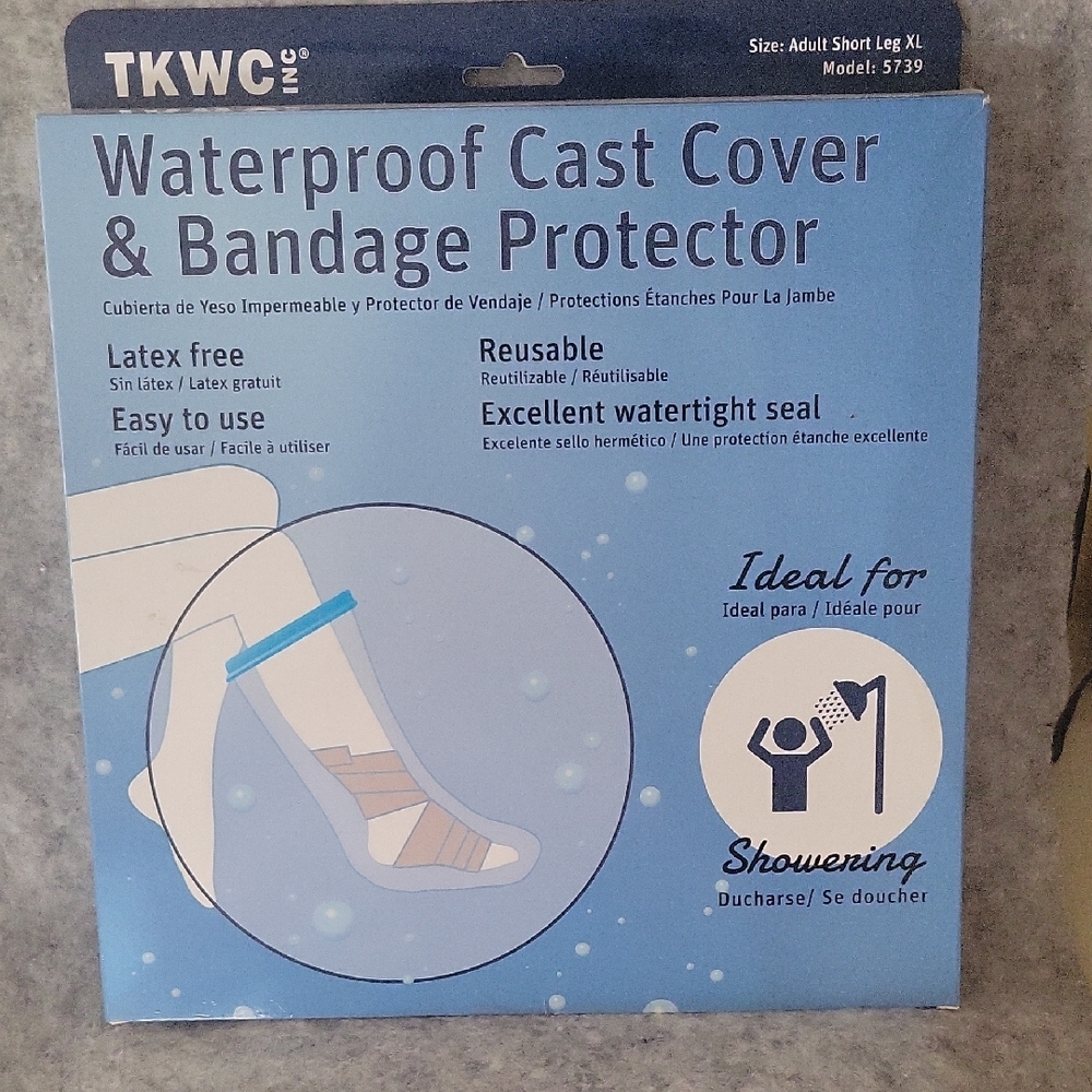 TKWC Waterproof Cast Cover & Bandage Protector - Light Blue - NIB